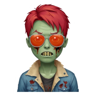 Zombie ponda with red hair and sun glasses face sticker