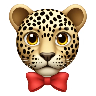 leopard with a red bow  sticker