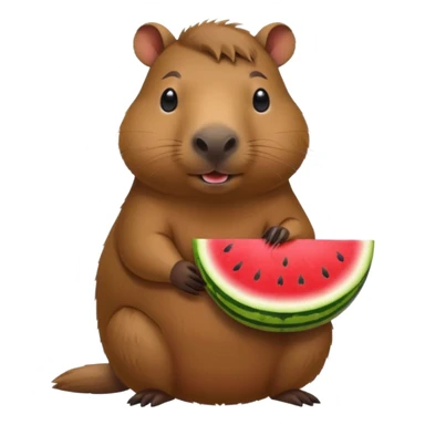 Capybara with watermelon and cute sticker