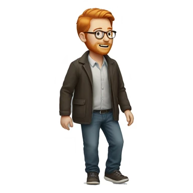 man with ginger hair and glasses visibly walking sticker