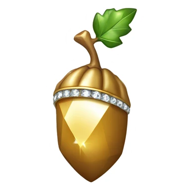 a Diamond Acorn, sparkling cut diamond, with stem of gold sticker