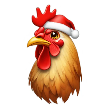 a rooster with a christmas hat sticker