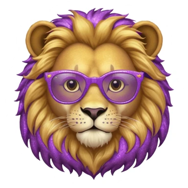 Leão adulto com oculos roxo com glitter sticker