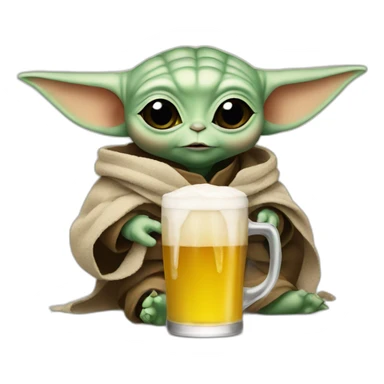 Baby yoda drink beer sticker