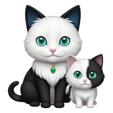 Black cat play with white cat sticker