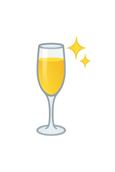 Add sparkles to the champagne glass in a simple and bold style, keeping the emoji style with a white background. sticker