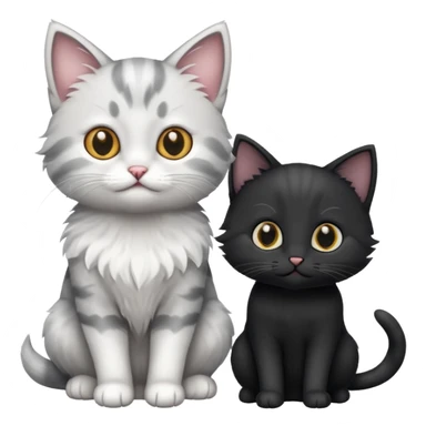 White and grey kitten and black cat sticker