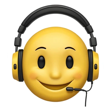 Smiley face with black headphones  sticker