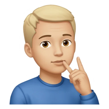 man looking up to the top right, index finger touching his chin, thinking pose
 sticker