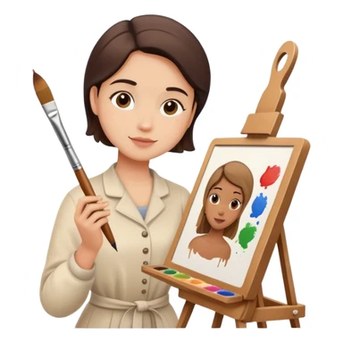 artist painting at easel sticker