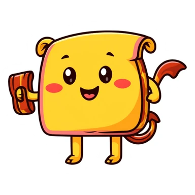winking emoji holding a bacon strip sticker