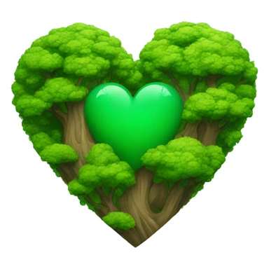 A  green heart with forest inside sticker