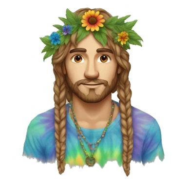 Tie dye hippie person flower crown tattoos hemp leaves sticker