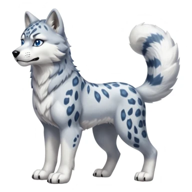 "Schnolf"-"TaniDaReal"-Husky-Snow-leopard-wolf-hybrid-fusion-animal-creature, full body sticker