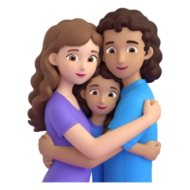 girl with long light brown hair and pale skin hugging a boy with black curly hair and tanned skin sticker
