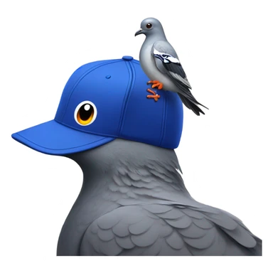 Pigeon with a Mets hat sticker