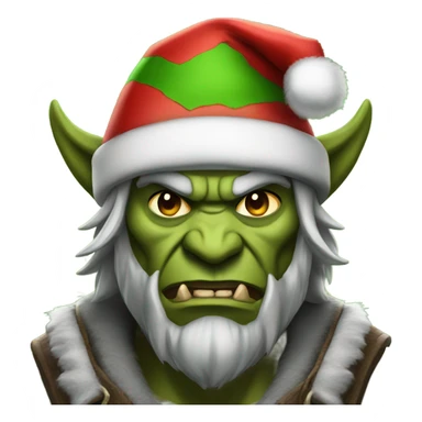 Fierce Orc ranger wearing santa hat sticker