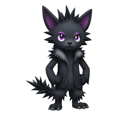 Dark Edgy Cool Shy Fluffy Spiky FurSona Fakemon Full Body sticker