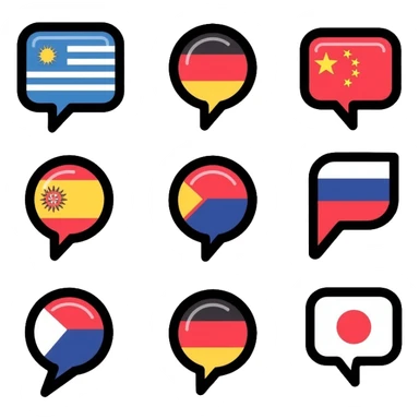 languages translation symbol with multiple flags sticker