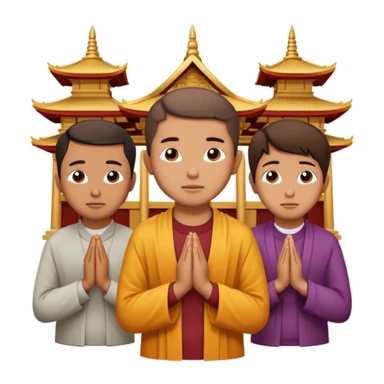 people praying in a Buddhist temple sticker