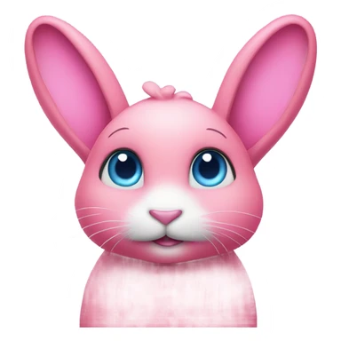 Big pink bunny with big blue eyes wearing rainbows sticker