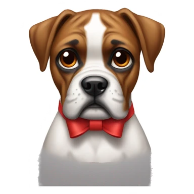 Boxer dog with a red bow on her neck and no bow on her head sticker