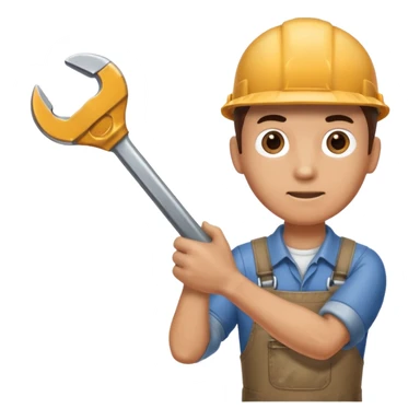 A man's hand holds a wrench sticker