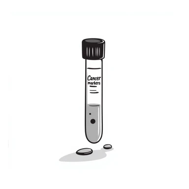 Blood test tube labeled for cancer markers, laboratory specimen for oncology testing sticker