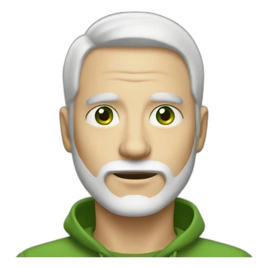 mature man with little hair, white beard and green eyes sticker