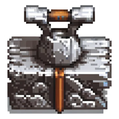 high contrast steel anvil, pixel art sticker