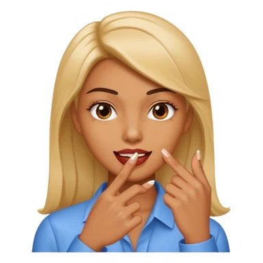 A normal human emoji with nails💅 this emoji but without the nail polish, a female with polished nails 💅, bite one of the index figure sticker