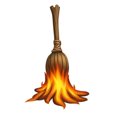 burning broomstick sticker