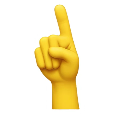 a yellow hand pointing towards the screen sticker