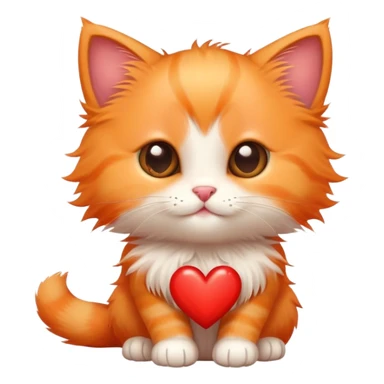 cute little orange kitten with a heart sticker