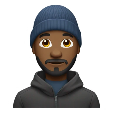 Bald black man with a beard and beanie sticker