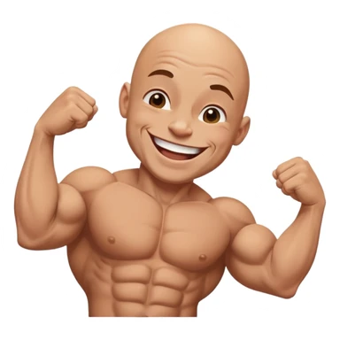 bodybuilder bald and small laughing sticker