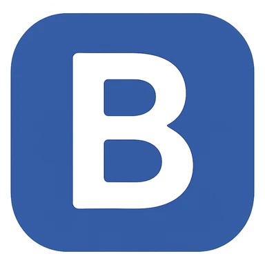 white letter B in a blue rounded square, flat style, minimalistic icon sticker