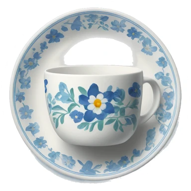 Blue floral plate and cup  sticker