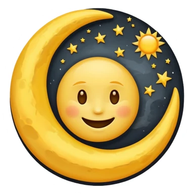 Genarate me a emoji of Drak mode moon and bright mode sun Like we got In our mobile phones sticker