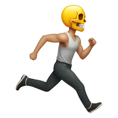 Man run away from skull sticker