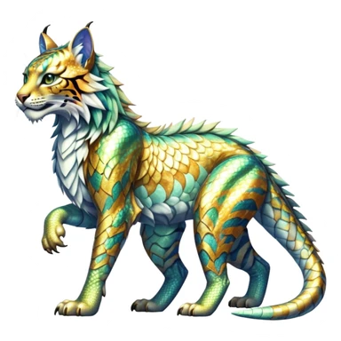 Shiny exotic iridescent Dragon-Tiger-type Lynx-Bobcat-Fakémon-creature full body sticker