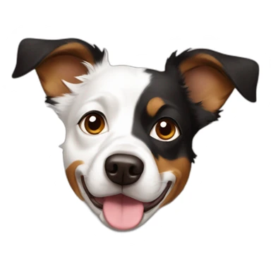 dog white with dark brown spot over left eye Australian Shepard boston terrier mix sticker