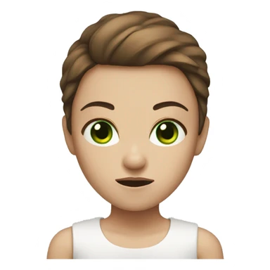 Girl with white skin, green eyes, angry brown hair sticker