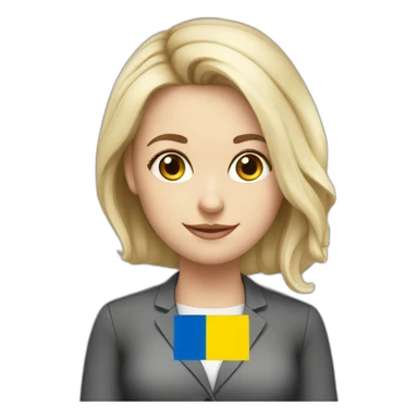 white skin teacher women with ukrainian flag sticker