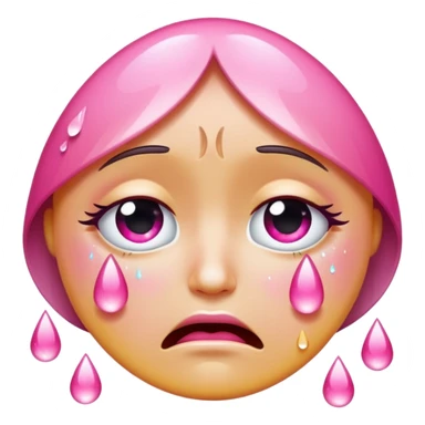 Crying face pink sparkly tears sticker