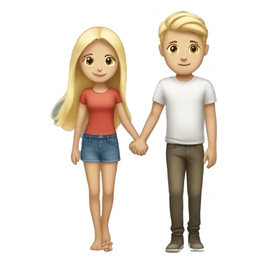 blonde girl holding hands with blonde boy sticker