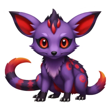 Rare exotic cute epic aesthetic gothic colorful Salandit-Eevee-Civet-species-Fakemon-hybrid-creature, with markings, full body sticker