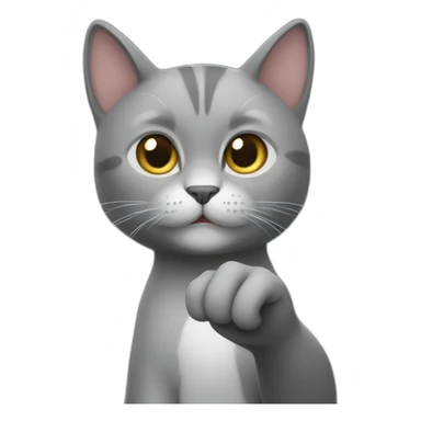 Grey cat who makes a finger of honor sticker