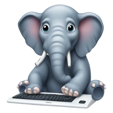 an elephant playing computer games sticker