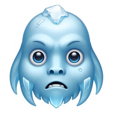 a pale blue cryptid face with ice details sticker